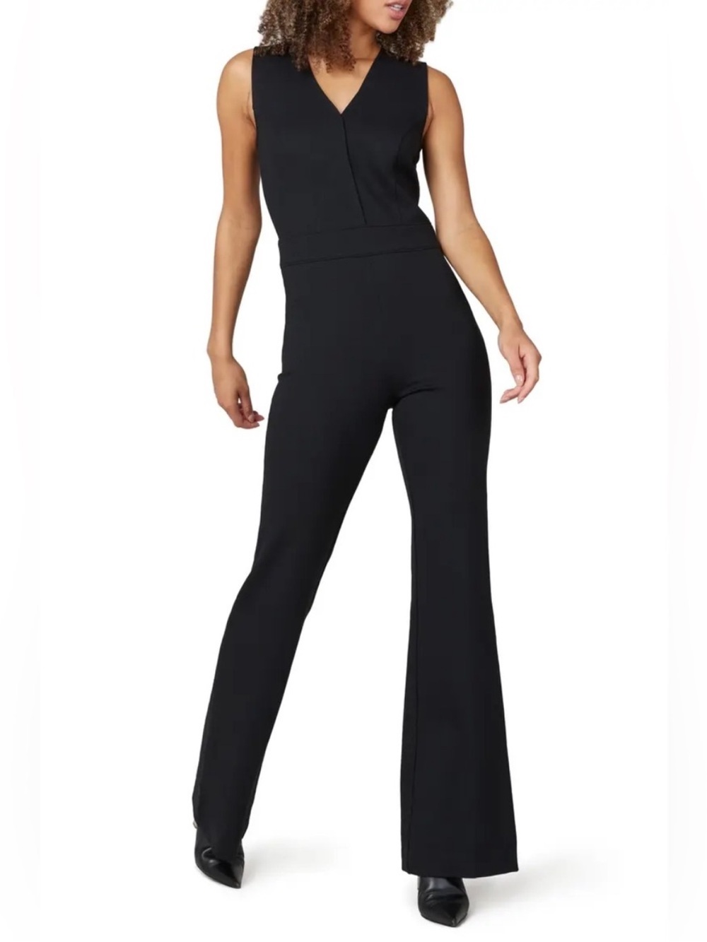SPANX Air Essentials Black Sleeveless V-Neck Flare Jumpsuit- New with tags